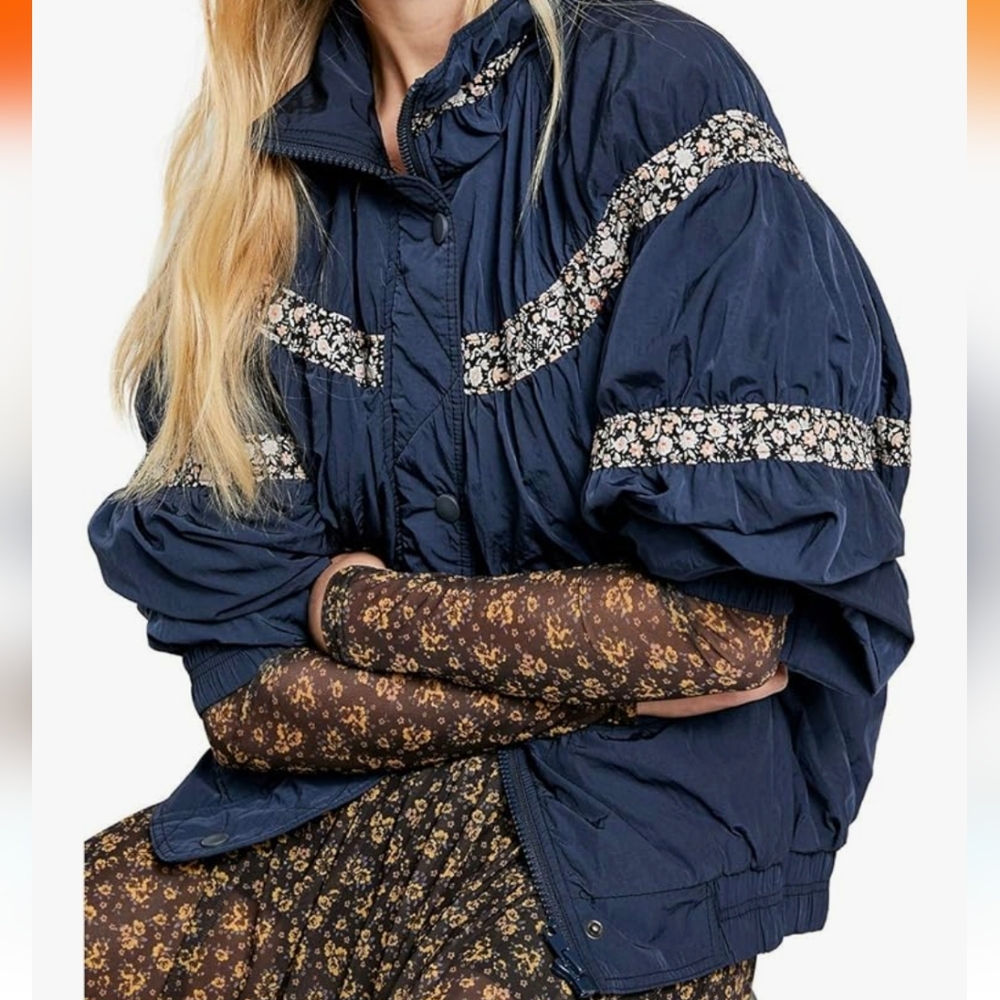Free People | On My Mind Bomber jacket in navy, size S